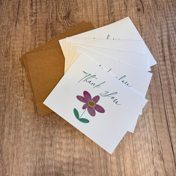 Blank Cards Flower Pink Thank You Notes Gift Idea for Friend 6 w/envelopes - Picture 5 of 6